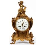 FRENCH BRONZE BRACKET CLOCK, LATE 19TH C., H 14 1/2", W 8"Having a porcelain face with roman