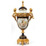 SEVRES PORCELAIN & BRONZE-MOUNTED COVERED URN, 19TH.C. H 29", W 16", SIGNED POITEVINHand-painted