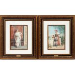 COMINGIO MERCULIANO (ITALIAN, 1845-1915), WATERCOLORS ON PAPER, C. 1875, 2 PCS., H 15", W 10 1/2"