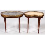 FRENCH LOUIS XVI STYLE MARBLE TOP TABLES, 2 PCS., H 17", W 20", L 12"Non matching tables. Each