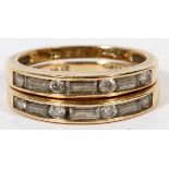 14KT YELLOW GOLD LADY'S WEDDING BANDS, 2Set of two 14kt yellow gold lady's wedding bands. Channel