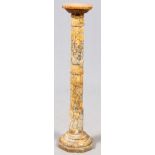 GOLD VEINED MARBLE PEDESTAL, H 37", L 8 1/2"Column form.- For High Resolution Photos visit