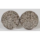 .50CT DIAMONDS BEAD SET EARRINGS, PAIR, DIA 3/8"A pair of 14kt white gold earrings with .50ct bead