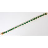 12.80CT NATURAL EMERALDS & 1.46CT DIAMONDS BRACELET, L 7"A 12.00ct natural oval cut emeralds