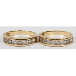 14KT YELLOW GOLD LADY'S WEDDING BANDS, 2Set of two 14kt yellow gold lady's wedding bands. Channel