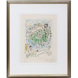 MARC CHAGALL (FRENCH/RUSSIAN, 1887-1985), COLOR LITHOGRAPH, 1977, H 13 1/2", W 10" 'L'ARBRE FLEURI