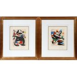 JOAN MIRO (SPANISH 1893-1983), COLOR AQUATINTS, 2, PLATE SIZE: H 11", W 8 3/4"