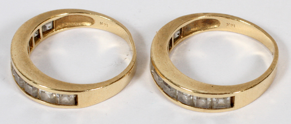 14KT YELLOW GOLD LADY'S WEDDING BANDS, 2Set of two 14kt yellow gold lady's wedding bands. Channel - Image 2 of 2
