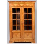 LOUIS PHILIPPE BOOKCASE, H 85", L 51", D 17"Two doors with eight panes of glass in each, above wood.