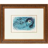 MARC CHAGALL (FRENCH, 1887-1985), COLOR LITHOGRAPH, H 9 1/2", W 15 1/2", "LE JOUEUR DE FLUTE"