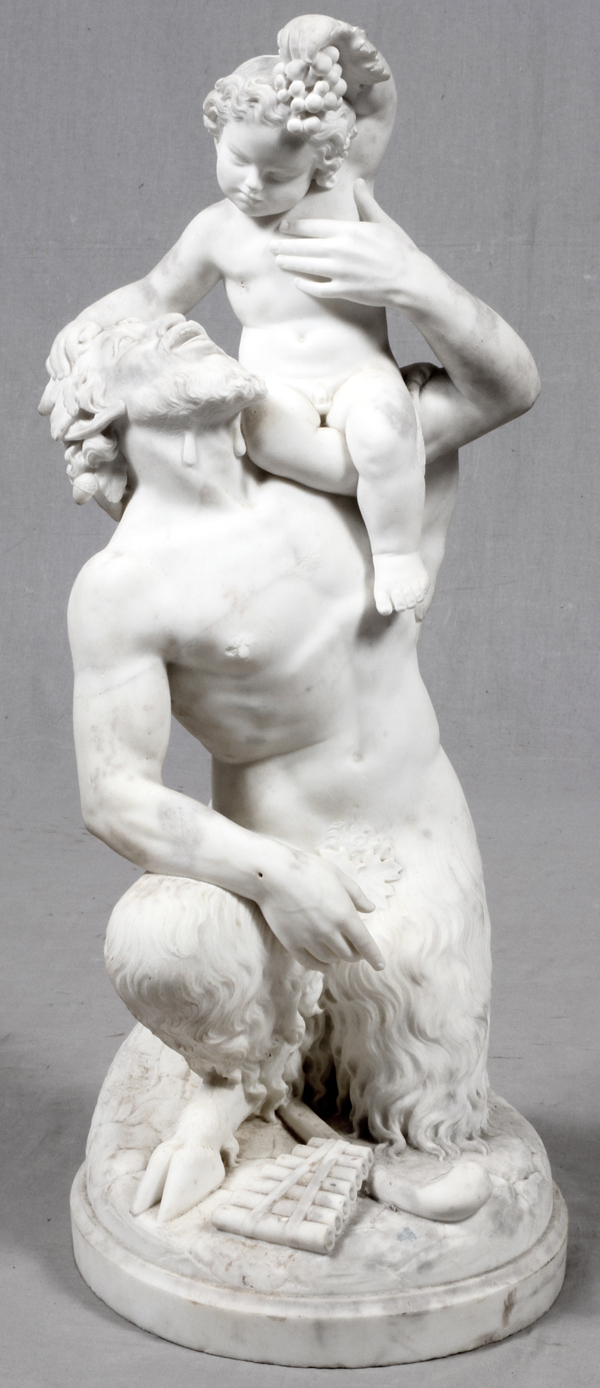 19TH CENTURY ITALIAN CARRARA MARBLE SCULPTURE, PAN H 33 1/2", W 13"Carrara marble depicting a seated