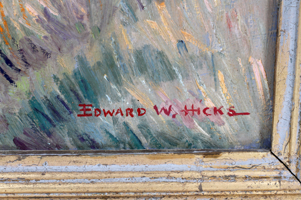 EDWARD WILLIS HICKS (AMERICAN 1897-1987), OIL ON MASONITE, H 16", W 20", "CHRISTMAS BERRY ON MT. - Image 2 of 4