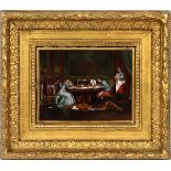 FRENCH DRESSING MIRROR OIL PAINTING 3 SECTION ENSEMBLE, 19TH C., IMAGE SIGHT FOR THE OIL PAINTING: H