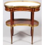 LOUIS XV STYLE MAHOGANY MARBLE TOP TABLE, H 30", L 27", D 16"Kidney shaped table with white marble