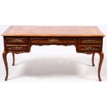 JOHN WIDDICOMB WALNUT DESK, H 29", W 62", D 31"French style, fitted with five drawers and two