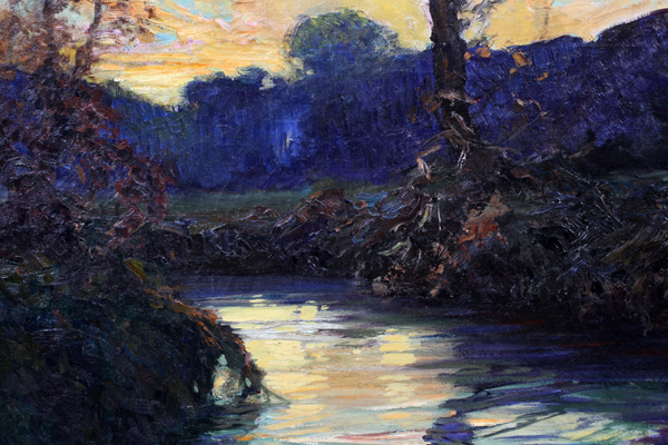 GEORGE AMES ALDRICH (AMERICAN, 1872-1941), OIL ON CANVAS, H 24", W 30", "COMING TWILIGHT"In - Image 2 of 5