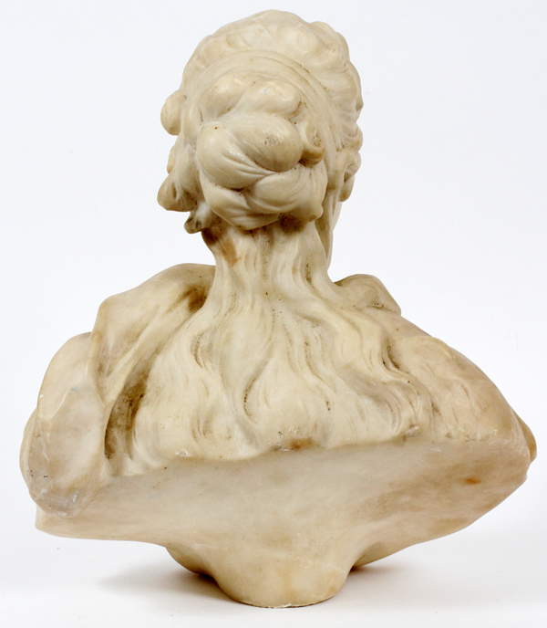 O. SCHEGGI (ITALIAN 19TH C.) CARVED WHITE MARBLE BUST OF QUEEN LOUISA, H 16", W 14"No plinth; signed - Image 2 of 4