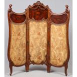 FRENCH STYLE CARVED WALNUT SCREEN, C. 1920, 66" X 51"carved rose garlands and female mask terminals,