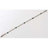 1.70CT DIAMONDS & 1.00CT EMERALDS BRACELET, L 7"Having 1.00ct oval cut emeralds on a 14kt white gold