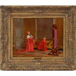 J. G. VIBERT (FRENCH, 1840-1902) OIL ON CANVAS, H 14 1/2", W 19", "CARDINALS"Signed lower left.