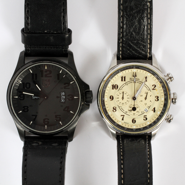 BULOVA AND LUMINOX, GENTLEMAN'S WATCHES, TWOGentleman's Luminox watch. Stainless steel black