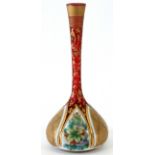 MOSER QUALITY STICK NECK VASE, H 7 1/4", DIA 3 1/4"Ruby glass with white leaf shaped panels having
