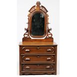 VICTORIAN MAHOGANY DRESSER WITH MIRROR, C. 1880, H 75", W 38", D 18"Having an attached pivoting
