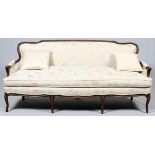 FRENCH PROVINCIAL STYLE WALNUT SOFA,French Provincial style floral print upholstered sofa with a