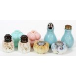 MT. WASHINGTON & OTHER AMERICAN GLASS SALT & PEPPER SHAKERS (8), LATE 19TH-EARLY 20TH C., H 1 1/2"-3