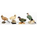 SEMI-PRECIOUS STONE BIRDS, FOUR, H 2 1/2"-4"Four bird sculptures made of semi-precious stones.Good