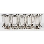 STERLING LIQUOR GLASSES, 11Weighted. Eleven pieces.Good condition jw- For High Resolution Photos