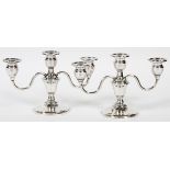 MUECK-CARY CO. STERLING THREE-LIGHT CANDELABRA, PAIR, H 5 1/2", W 8 1/2"Each sterling silver