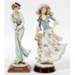 ARMANI FASHION FIGURINES TWO H 11"Lady Jane and Lady Golfer. Made in Italy. Florence sculpture d'