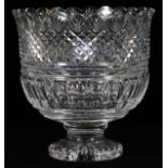 WATERFORD CRYSTAL FOOTED COMPOTE, H 10", DIA 10"Cut fan and diamond motif.- For High Resolution