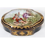 SEVRES, FRENCH PORCELAIN JEWELRY BOX, C1920, H 3 1/2", W 8", L 5"Sevres oval French porcelain