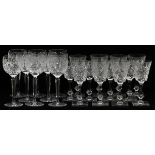 WATERFORD & OTHER CUT CRYSTAL WINE GLASSES, 20 PIECES, H 6 3/4"-7 1/2"