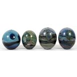 JOHN LEWIS GLASS PAPERWEIGHTS, 4 PCS.John Lewis, San Francisco. 1 moon bottle and 3 others. Hand