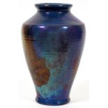 PEWABIC POTTERY BLUE GLAZE VASE, H 10", DIA 7"Impressed Pewabic Detroit mark.Appears to be in good