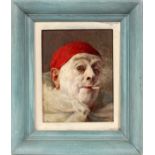 ARMAND HENRION (FRENCH, 1875-1975), OIL ON BOARD, H 9", W 7", CLOWNdepicts a portrait of a clown