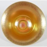 STEUBEN CALCITE & GOLD AURENE GLASS CENTERPIECE BOWL, C. 1920, H 4", DIA 10"A round glass bowl