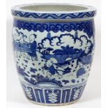 CHINESE, BLUE AND WHITE PORCELAIN PLANTER, 19TH C. - EARLY 20TH C., H 17", DIA 16"Depicts an