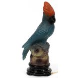 TIFFIN GLASS COCKATOO EVENING LAMP, C. 1925, H 13"Molded glass figure of a cockatoo, or parrot,