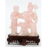 CHINESE QUARTZ FIGURAL GROUP, H 5", L 4"Depicts a seated female with a standing child with his