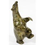 NUJALEA POOTOOGOO, INUIT CARVED STONE FIGURE, H 6", BEARDepicting a standing bear.Good condition.