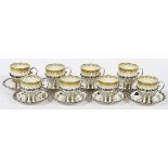 LIMOGES, PORCELAIN AND STERLING SILVER DEMI-TASSE SET, 24 PCS.includes: 8 porcelain cups with