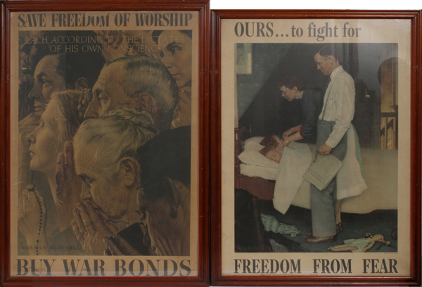 NORMAN ROCKWELL (AMERICAN, 1894-1978), 'FOUR FREEDOMS' POSTERS, C.1943, 4 PIECES, H 38", W 27" - Image 2 of 4