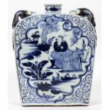 CHINESE FLASK FORM, PORCELAIN VASE, H 14", W 11", D 3 1/2"landscape with warriors, lizard design