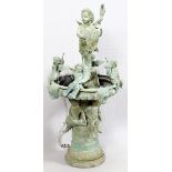 CHERUB FIGURAL FOUNTAIN H 66", DIA 32"having a larger cherub holding a goose, surrounded by