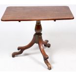 ENGLISH OAK BREAKFAST TABLE, C.1820, H 29", W 25", L 37"Solid oak, having a tilt top, pedestal base,