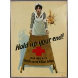 W.B. KING WWI RED CROSS PROPAGANDA POSTER, 1918, H 27", W 20", "HOLD UP YOUR END"W.B. King, WWI